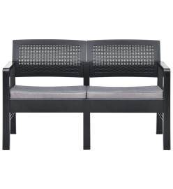 Salon de jardin 4 pcs avec coussins Plastique Anthracite