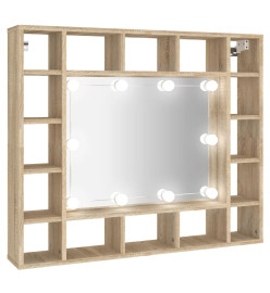 Armoire de miroir avec LED Chêne sonoma 91x15x76,5 cm