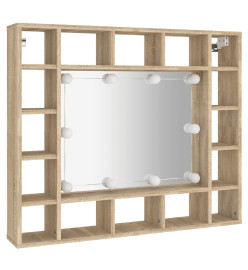 Armoire de miroir avec LED Chêne sonoma 91x15x76,5 cm