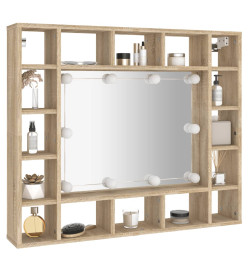 Armoire de miroir avec LED Chêne sonoma 91x15x76,5 cm