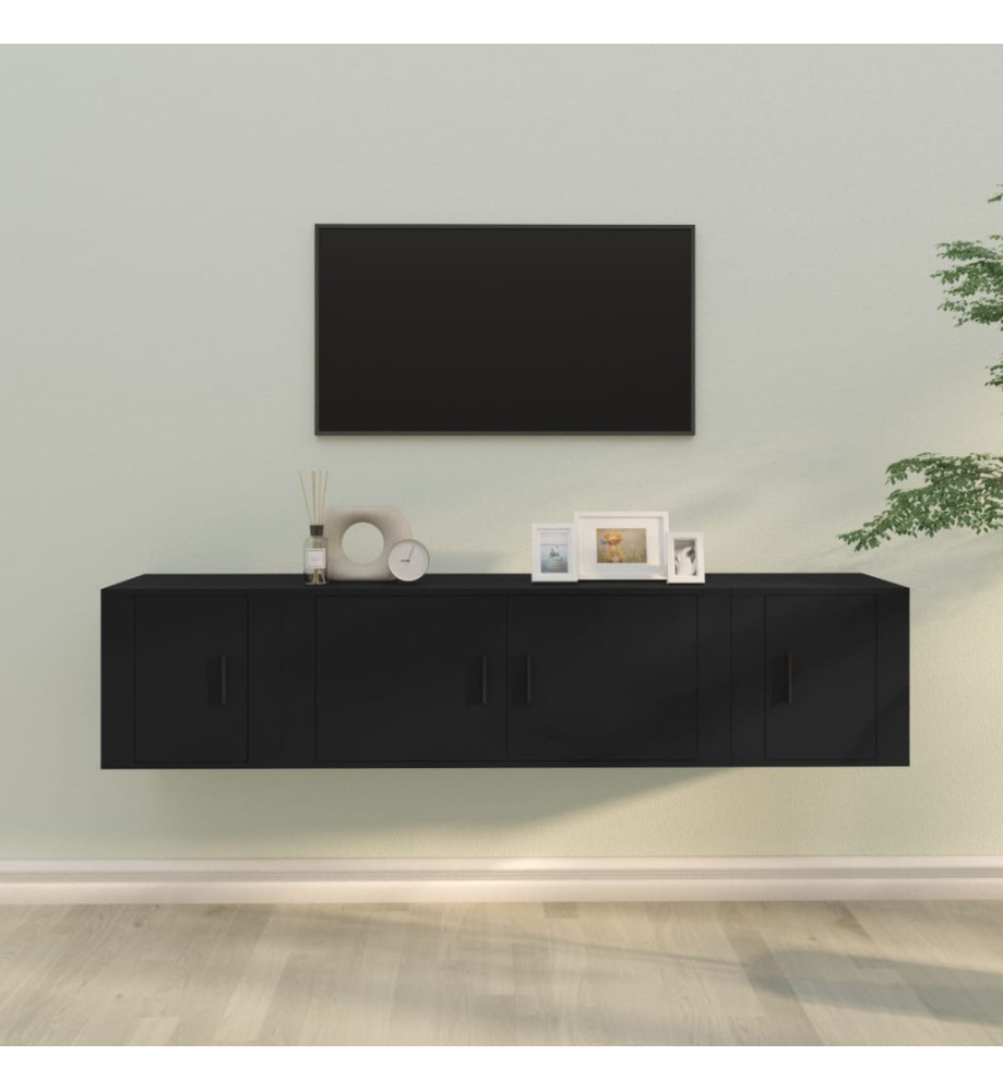 Ensemble de meubles TV 3 pcs Noir Bois d'ingénierie