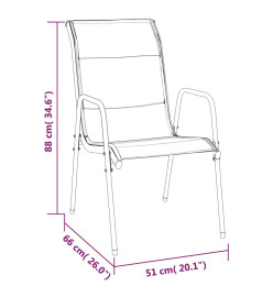 Ensemble à manger de jardin 7 pcs noir textilène et acier