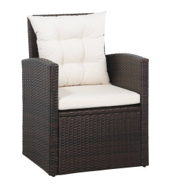 Salon de jardin 5 pcs avec coussins Résine tressée Marron