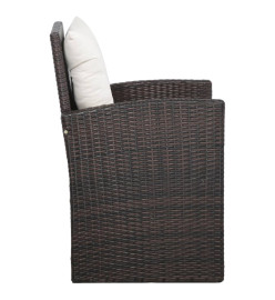 Salon de jardin 5 pcs avec coussins Résine tressée Marron