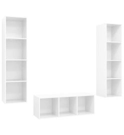 Ensemble de meuble TV 3 pcs Blanc brillant Aggloméré