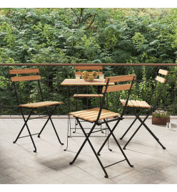 Chaises de bistrot pliantes 4 pcs Bois de teck solide et acier