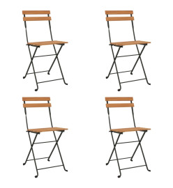 Chaises de bistrot pliantes 4 pcs Bois de teck solide et acier