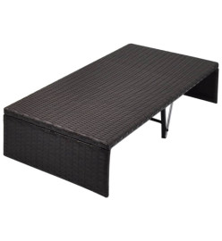 Lit de jardin avec auvent Marron 190x130 cm Résine tressée