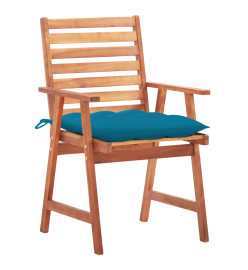 Chaises à dîner d'extérieur 2 pcs avec coussins Acacia massif