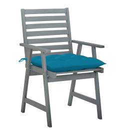 Chaises à dîner d'extérieur 2 pcs avec coussins Acacia massif