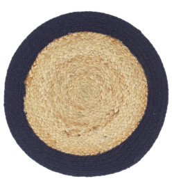 Napperons 6 pcs Naturel et bleu marine 38 cm Jute et coton