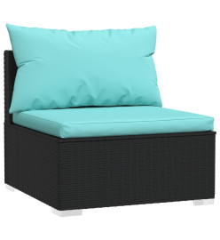 Salon de jardin 8 pcs avec coussins Résine tressée Noir