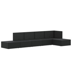 Salon de jardin 6 pcs avec coussins Noir Résine tressée
