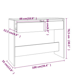 Table console Noir 100x35x76,5 cm Aggloméré