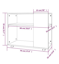 Table d'appoint Chêne fumé 70x35x55 cm Bois d'ingénierie