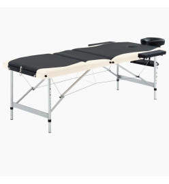 Table de massage pliable 3 zones Aluminium Noir et beige