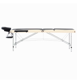 Table de massage pliable 3 zones Aluminium Noir et beige