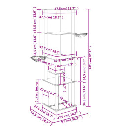 Arbre à chat avec griffoirs en sisal gris clair 147 cm