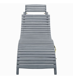 Chaise longue Délavage gris Bois d'acacia solide