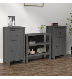 Buffets 2 pcs Gris 40x35x80 cm Bois massif de pin