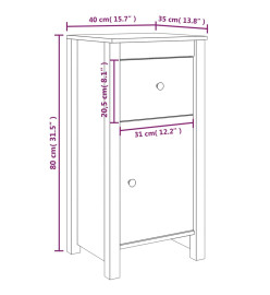 Buffets 2 pcs Gris 40x35x80 cm Bois massif de pin