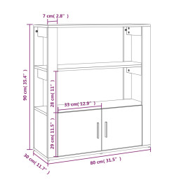 Buffet Noir 80x30x90 cm Bois d'ingénierie