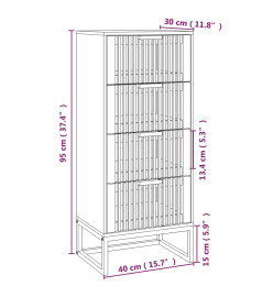 Buffet haut noir 40x30x95 cm bois d'ingénierie