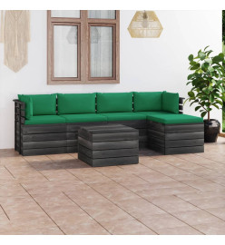 Salon palette de jardin 6 pcs avec coussins Bois de pin massif