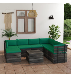Salon palette de jardin 8 pcs avec coussins Bois de pin massif