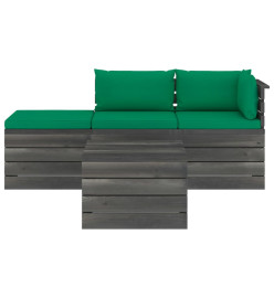 Salon palette de jardin 4 pcs avec coussins Bois de pin massif