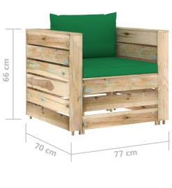 Salon de jardin 6 pcs avec coussins Bois imprégné de vert