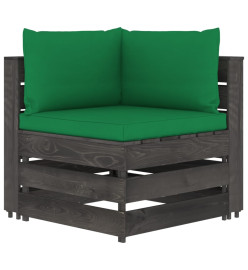 Salon de jardin 9 pcs avec coussins Bois imprégné de gris