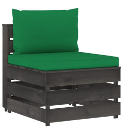 Salon de jardin 9 pcs avec coussins Bois imprégné de gris