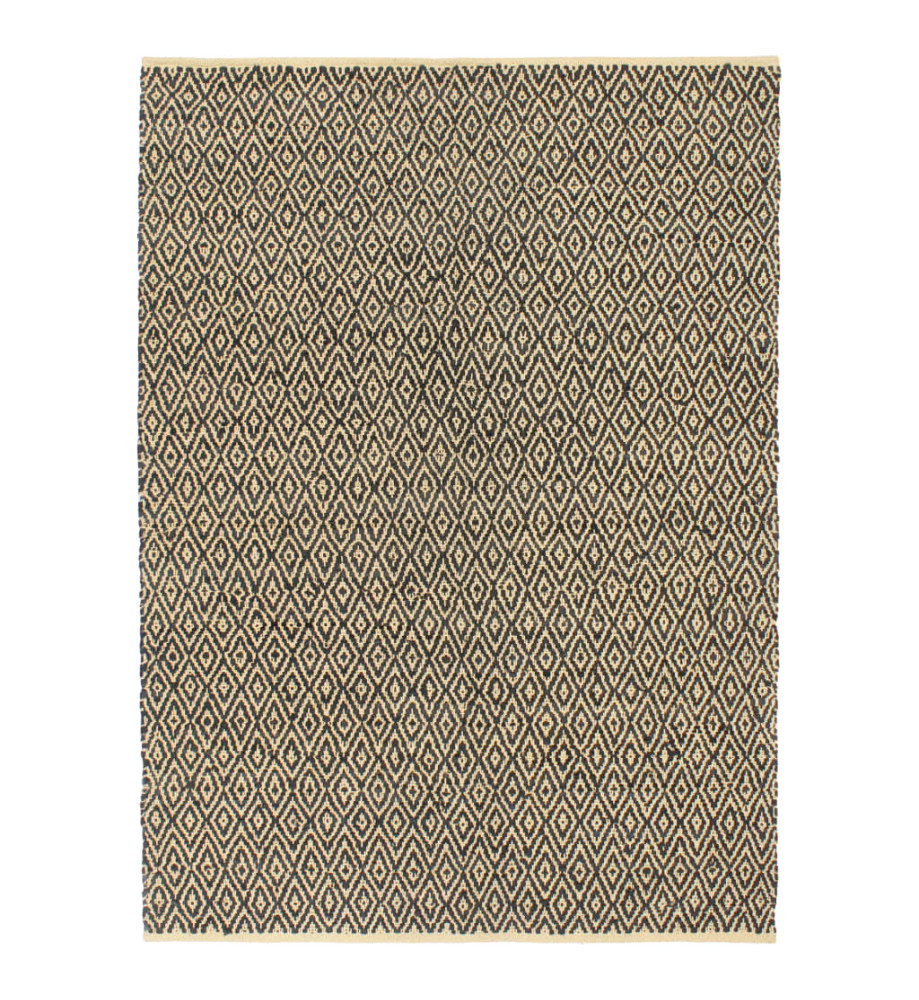 Tapis Chindi tissé à la main Cuir Coton 160 x 230 cm Noir