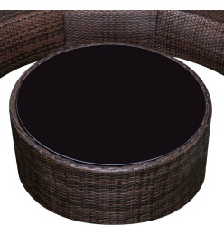 Salon de jardin 6 pcs avec coussins Résine tressée Marron
