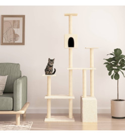 Arbre à chat avec griffoirs en sisal Crème 180 cm