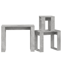 Tables gigognes 3 pcs Gris béton Bois d'ingénierie