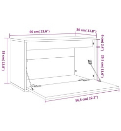 Armoire murale Gris 60x30x35 cm Bois de pin massif