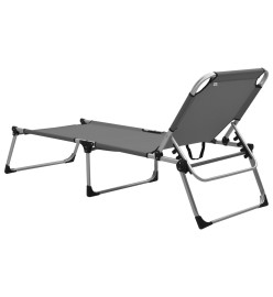 Chaise longue pliable extra haute pour seniors Gris Aluminium
