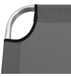Chaise longue pliable extra haute pour seniors Gris Aluminium
