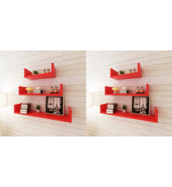 Étagères murales 6 pcs Rouge