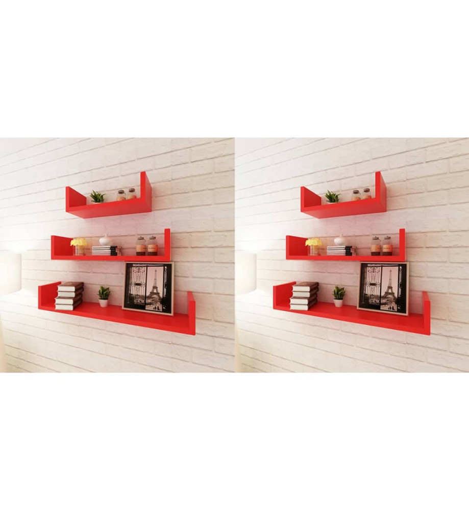 Étagères murales 6 pcs Rouge