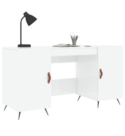 Bureau Blanc brillant 140x50x75 cm Bois d'ingénierie