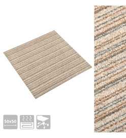 Dalles de tapis de sol 20 pcs 5 m² 50x50 cm Beige rayé