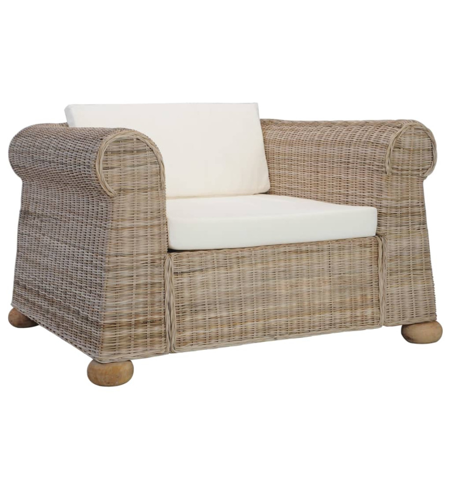 Fauteuil avec coussins Rotin naturel