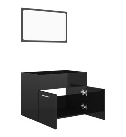 Ensemble de meubles de salle de bain 2 pcs Noir brillant