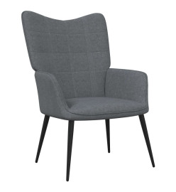 Chaise de relaxation avec tabouret Gris foncé Tissu