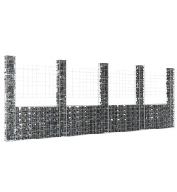 Panier de gabion en forme de U avec 5 poteaux Fer 500x20x200 cm