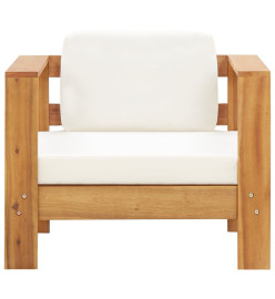 Chaise de jardin avec coussin Crème Bois d'acacia solide