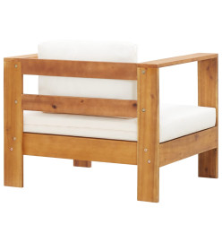 Chaise de jardin avec coussin Crème Bois d'acacia solide